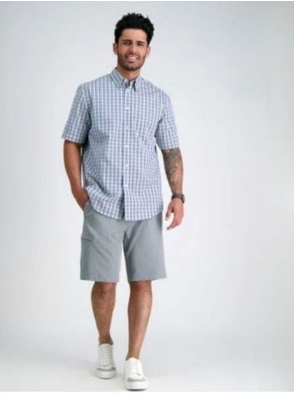 GANT Blue Plaid Button Down Short Sleeve Shirt Men's Large